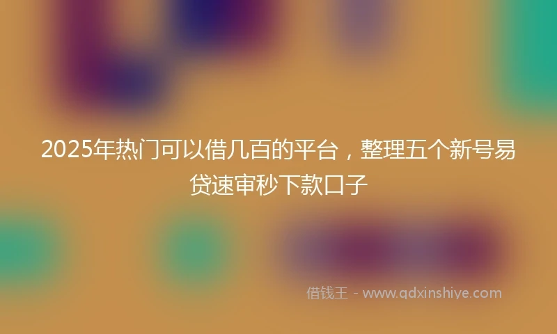 2025年热门可以借几百的平台，整理五个新号易贷速审秒下款口子