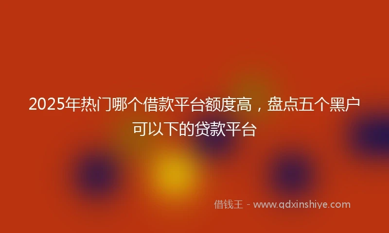 2025年热门哪个借款平台额度高,盘点五个黑户可以下的贷款平台