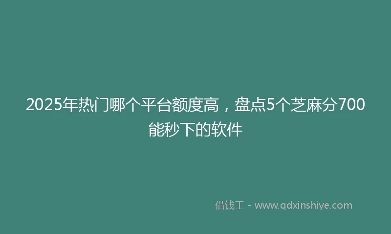2025年热门哪个平台额度高，盘点5个芝麻分700能秒下的软件