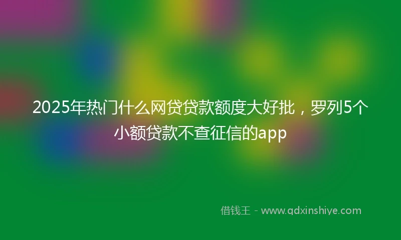 2025年热门什么网贷贷款额度大好批，罗列5个小额贷款不查征信的app
