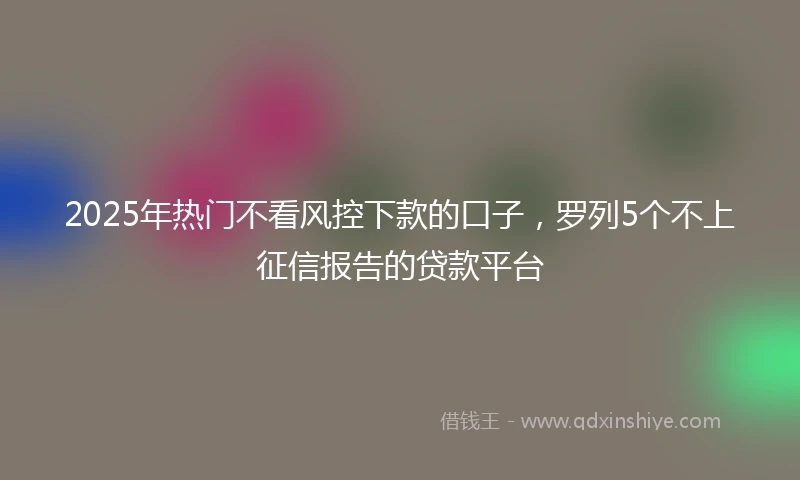 2025年热门不看风控下款的口子，罗列5个不上征信报告的贷款平台