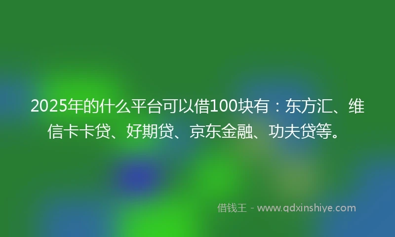 2025年的什么平台可以借100块有：东方汇、维信卡卡贷、好期贷、京东金融、功夫贷等。