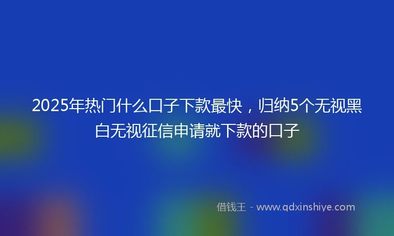 2025年热门什么口子下款最快,归纳5个无视黑白无视征信申请就下款的口子