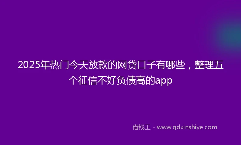 2025年热门今天放款的网贷口子有哪些，整理五个征信不好负债高的app