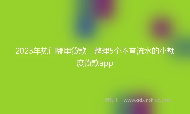 2025年热门哪里贷款，整理5个不查流水的小额度贷款app