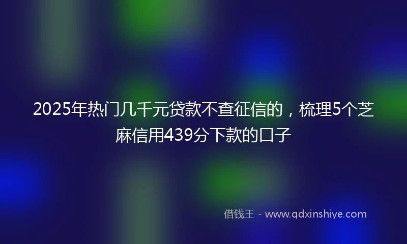 2025年热门几千元贷款不查征信的，梳理5个芝麻信用439分下款的口子