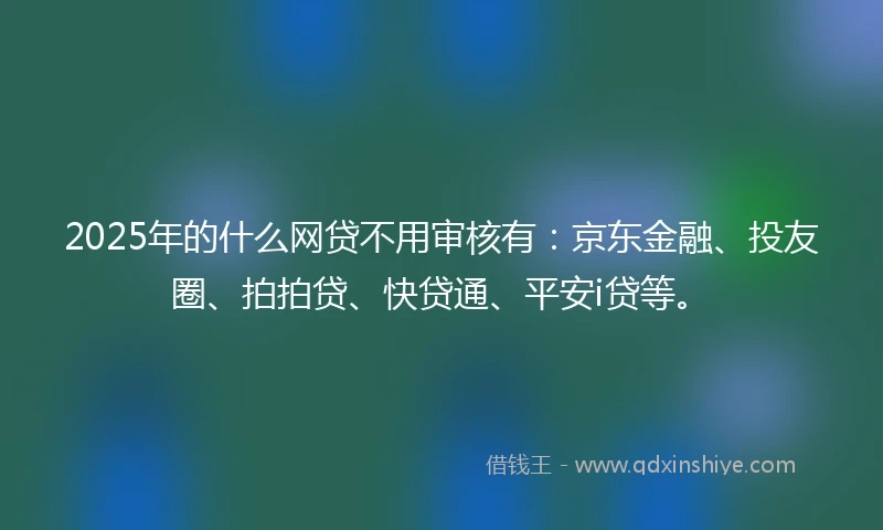 2025年的什么网贷不用审核有：京东金融、投友圈、拍拍贷、快贷通、平安i贷等。