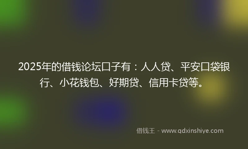 2025年的借钱论坛口子有：人人贷、平安口袋银行、小花钱包、好期贷、信用卡贷等。