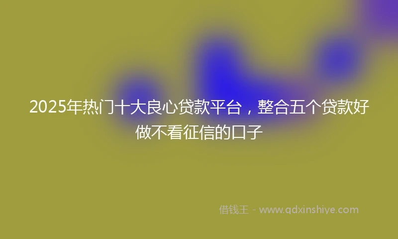 2025年热门十大良心贷款平台，整合五个贷款好做不看征信的口子