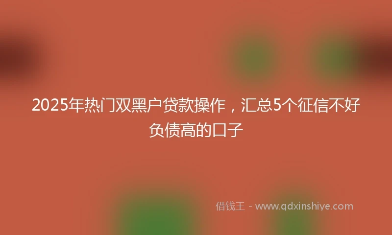 2025年热门双黑户贷款操作，汇总5个征信不好负债高的口子