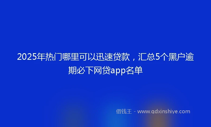 2025年热门哪里可以迅速贷款，汇总5个黑户逾期必下网贷app名单