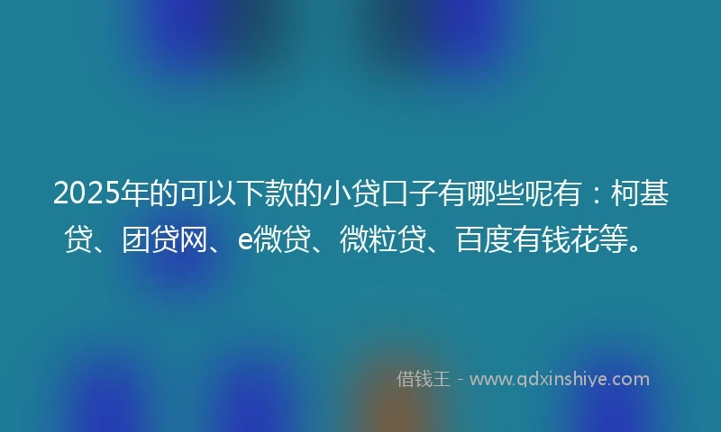2025年的可以下款的小贷口子有哪些呢有：柯基贷、团贷网、e微贷、微粒贷、百度有钱花等。