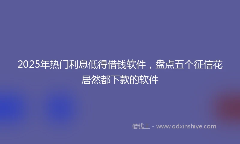 2025年热门利息低得借钱软件，盘点五个征信花居然都下款的软件
