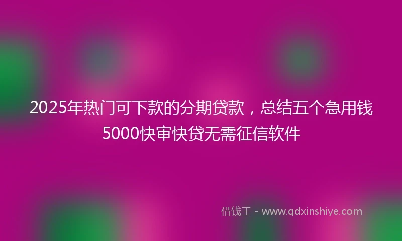 2025年热门可下款的分期贷款,总结五个急用钱5000快审快贷无需征信软件