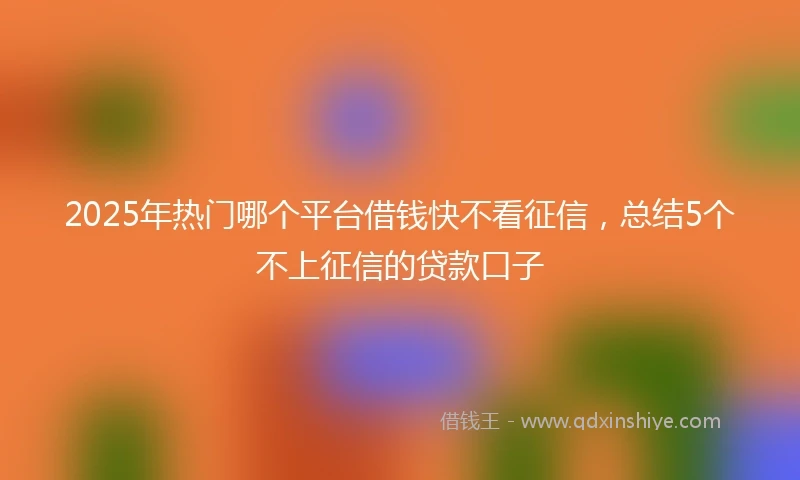 2025年热门哪个平台借钱快不看征信,总结5个不上征信的贷款口子