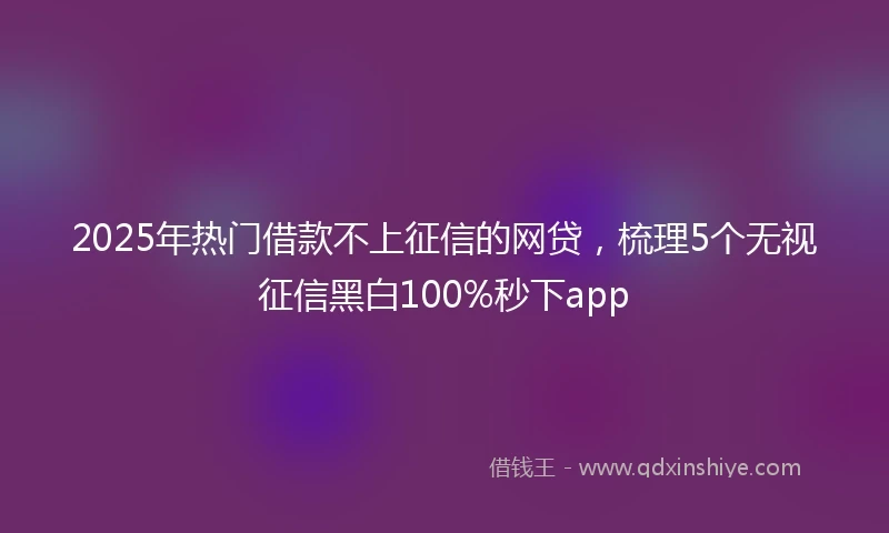 2025年热门借款不上征信的网贷，梳理5个无视征信黑白100%秒下app