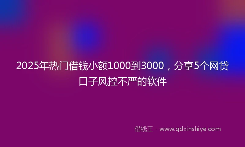 2025年热门借钱小额1000到3000，分享5个网贷口子风控不严的软件