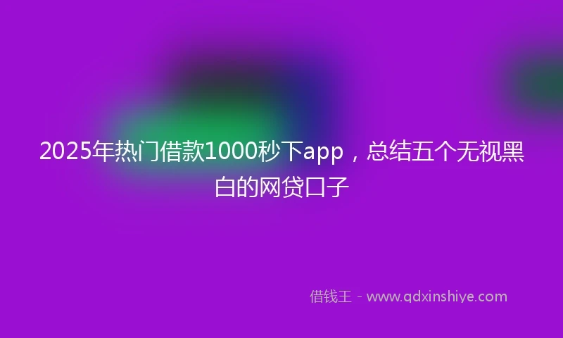 2025年热门借款1000秒下app，总结五个无视黑白的网贷口子