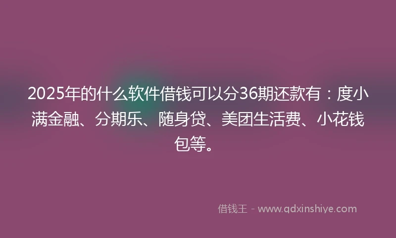 2025年的什么软件借钱可以分36期还款有：度小满金融、分期乐、随身贷、美团生活费、小花钱包等。