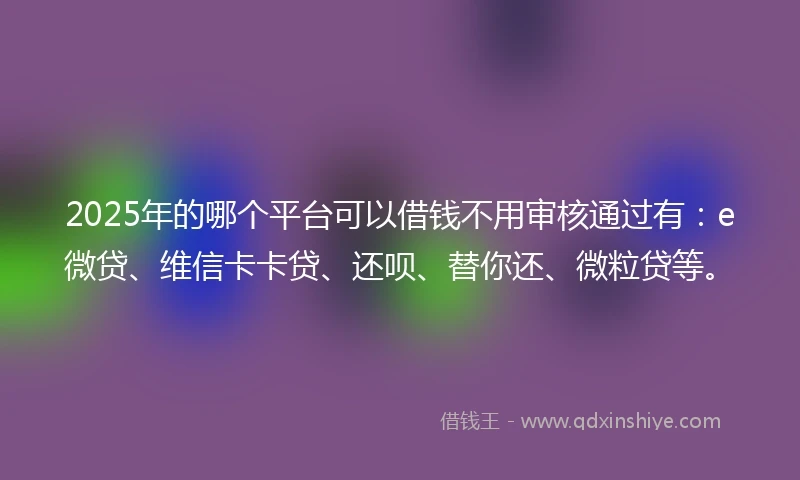 2025年的哪个平台可以借钱不用审核通过有：e微贷、维信卡卡贷、还呗、替你还、微粒贷等。