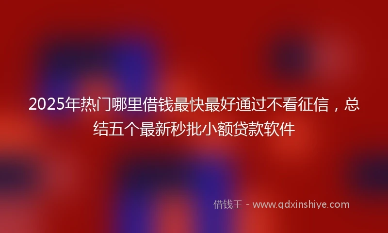 2025年热门哪里借钱最快最好通过不看征信，总结五个最新秒批小额贷款软件