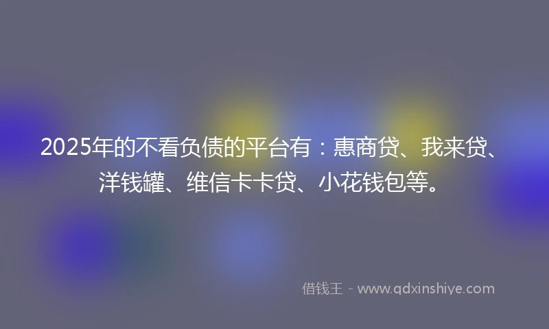 2025年的不看负债的平台有:惠商贷、我来贷、洋钱罐、维信卡卡贷、小花钱包等。