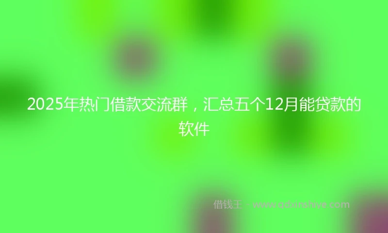 2025年热门借款交流群，汇总五个12月能贷款的软件