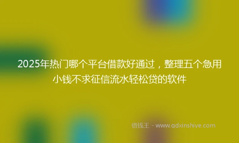 2025年热门哪个平台借款好通过，整理五个急用小钱不求征信流水轻松贷的软件