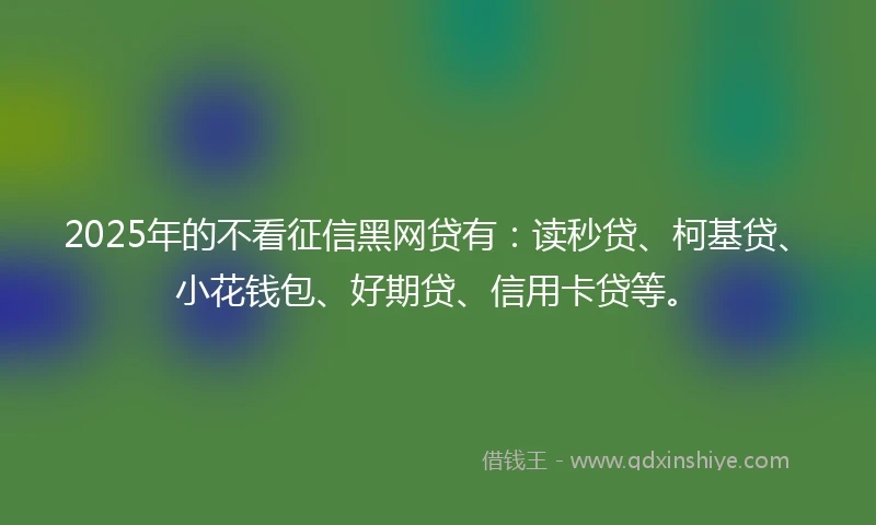 2025年的不看征信黑网贷有：读秒贷、柯基贷、小花钱包、好期贷、信用卡贷等。