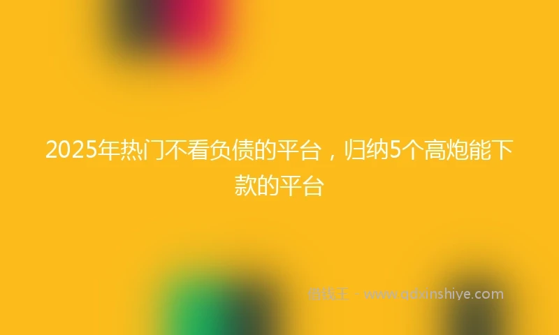2025年热门不看负债的平台,归纳5个高炮能下款的平台
