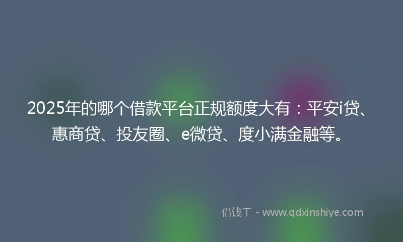 2025年的哪个借款平台正规额度大有：平安i贷、惠商贷、投友圈、e微贷、度小满金融等。