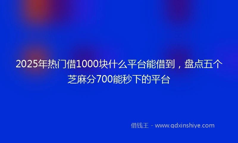 2025年热门借1000块什么平台能借到，盘点五个芝麻分700能秒下的平台