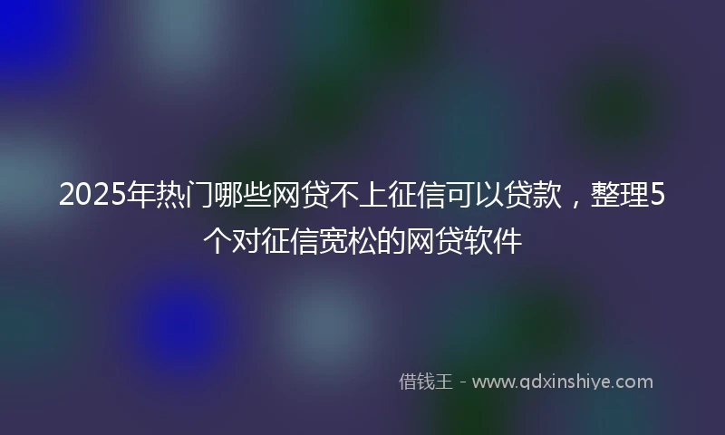 2025年热门哪些网贷不上征信可以贷款,整理5个对征信宽松的网贷软件