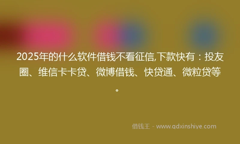 2025年的什么软件借钱不看征信,下款快有：投友圈、维信卡卡贷、微博借钱、快贷通、微粒贷等。