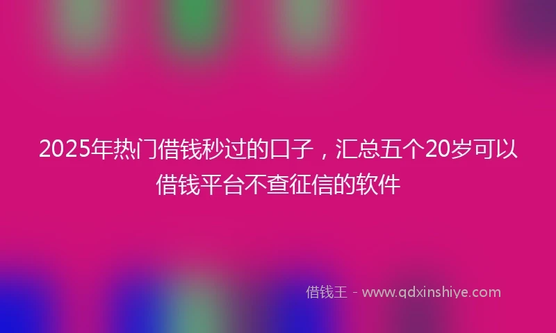 2025年热门借钱秒过的口子，汇总五个20岁可以借钱平台不查征信的软件