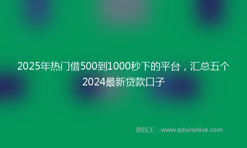2025年热门借500到1000秒下的平台，汇总五个2024最新贷款口子
