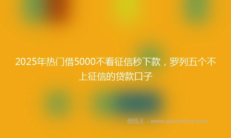 2025年热门借5000不看征信秒下款,罗列五个不上征信的贷款口子
