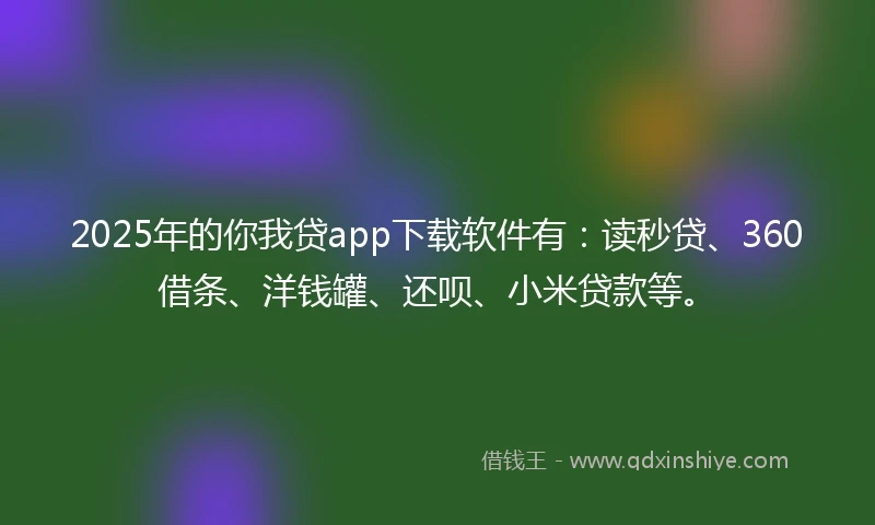 2025年的你我贷app下载软件有：读秒贷、360借条、洋钱罐、还呗、小米贷款等。