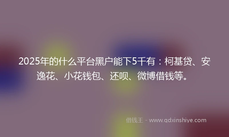 2025年的什么平台黑户能下5千有：柯基贷、安逸花、小花钱包、还呗、微博借钱等。