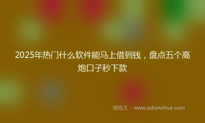 2025年热门什么软件能马上借到钱，盘点五个高炮口子秒下款