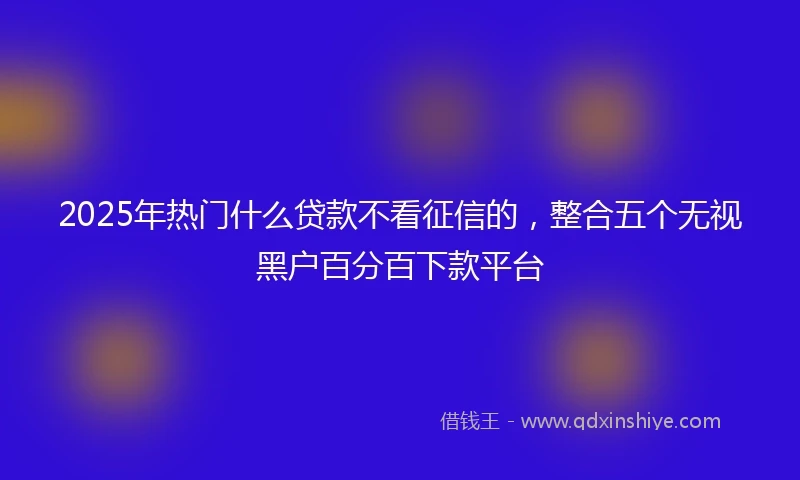 2025年热门什么贷款不看征信的，整合五个无视黑户百分百下款平台