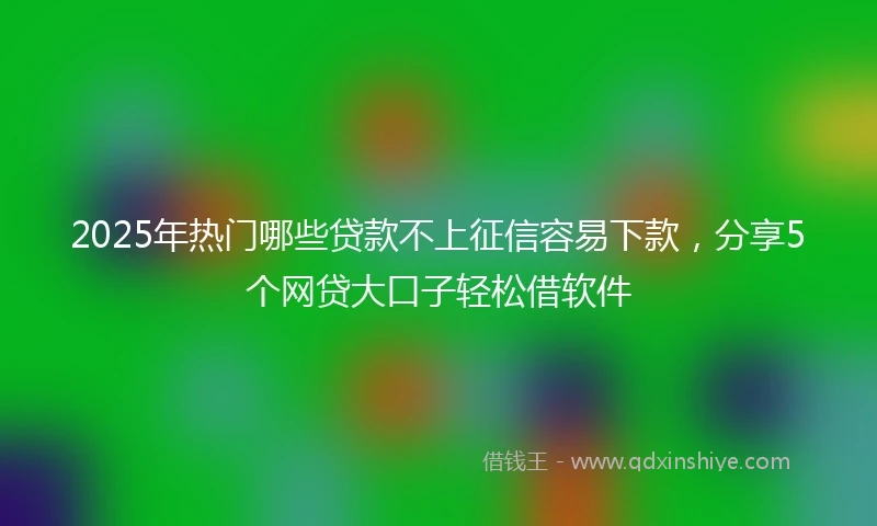 2025年热门哪些贷款不上征信容易下款，分享5个网贷大口子轻松借软件
