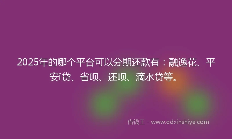 2025年的哪个平台可以分期还款有：融逸花、平安i贷、省呗、还呗、滴水贷等。