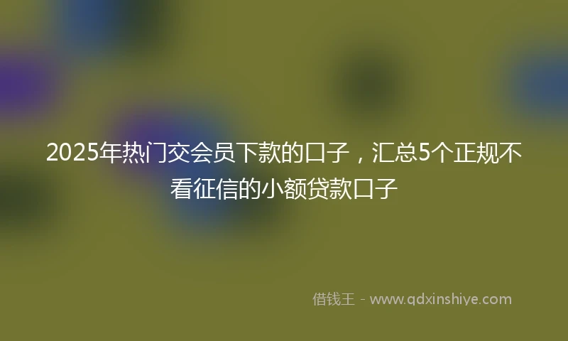 2025年热门交会员下款的口子，汇总5个正规不看征信的小额贷款口子