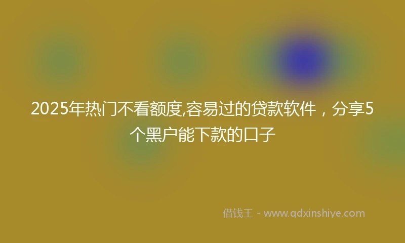 2025年热门不看额度,容易过的贷款软件，分享5个黑户能下款的口子