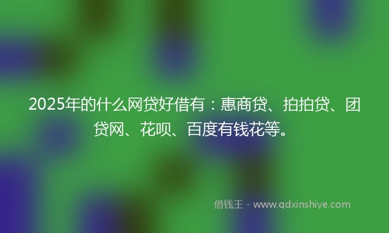 2025年的什么网贷好借有：惠商贷、拍拍贷、团贷网、花呗、百度有钱花等。