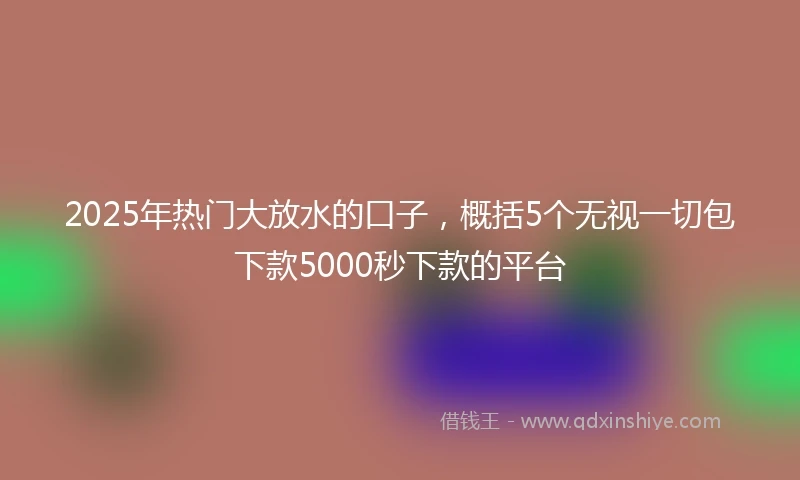 2025年热门大放水的口子，概括5个无视一切包下款5000秒下款的平台