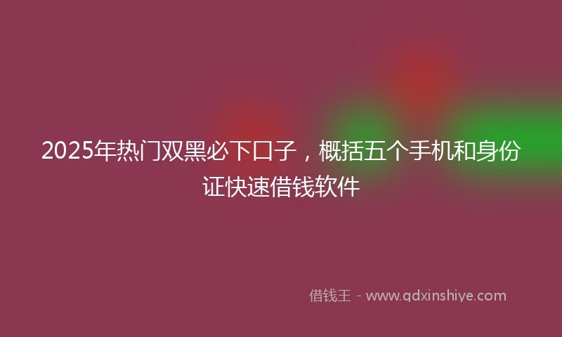 2025年热门双黑必下口子，概括五个手机和身份证快速借钱软件