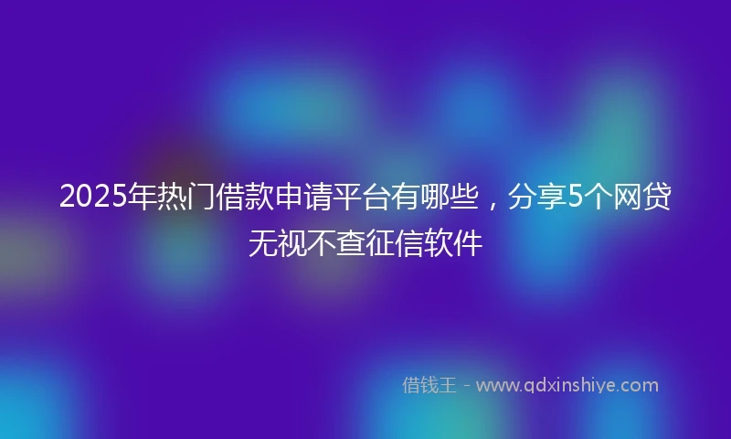 2025年热门借款申请平台有哪些，分享5个网贷无视不查征信软件