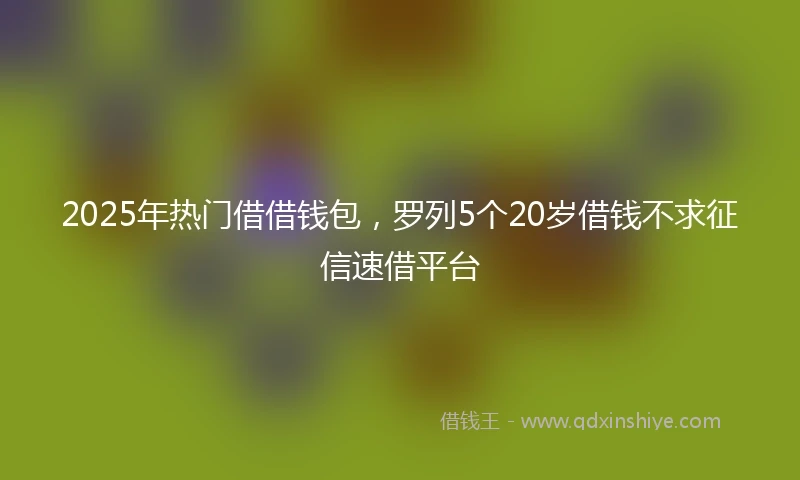 2025年热门借借钱包，罗列5个20岁借钱不求征信速借平台